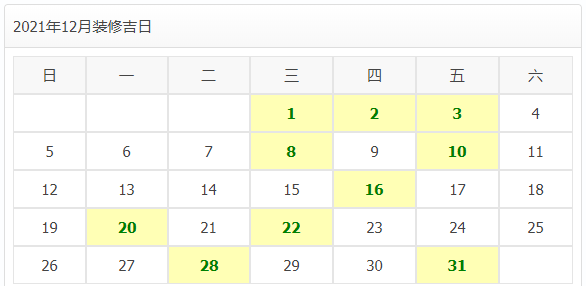 2021年装修开工吉日，赶快收藏！