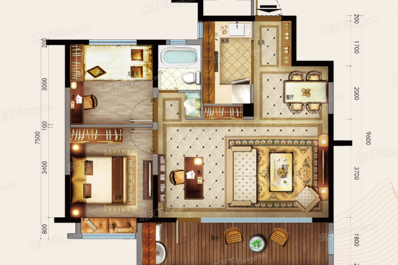 包头装修方案包头绿地国际花都二期95㎡