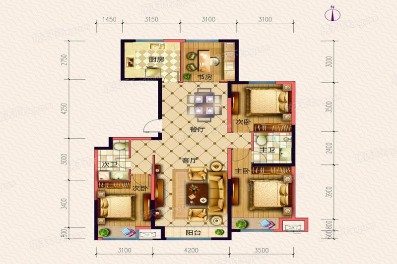 包头装修方案包头保利心语140㎡