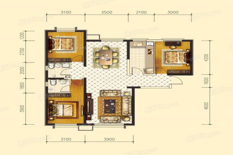 包头装修方案包头青福新城134.90㎡