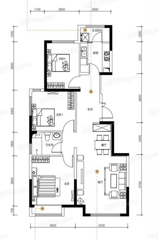 包头装修方案包头中冶华庭109㎡