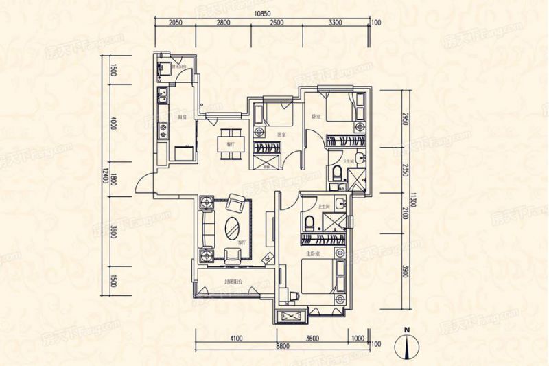 包头装修方案包头恒大天玺129㎡