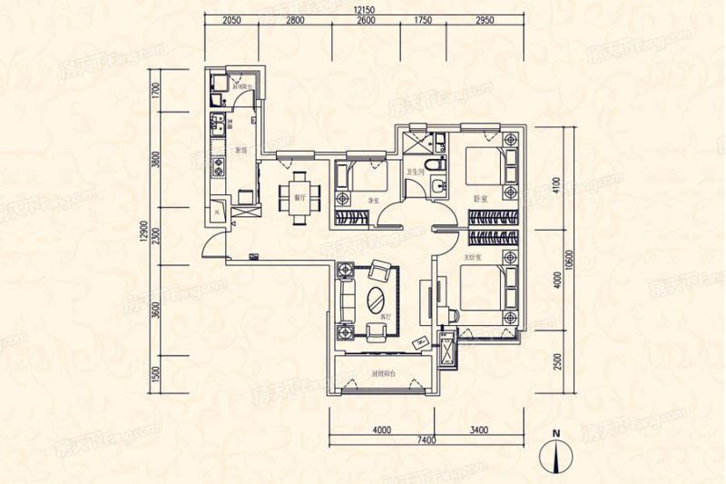 包头装修方案包头恒大天玺111㎡