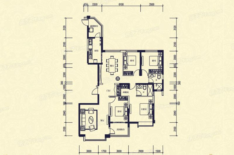 包头装修方案包头恒大帝景184.37㎡
