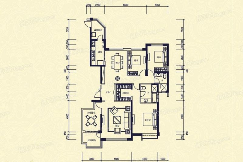 包头装修方案包头恒大帝景205.73㎡