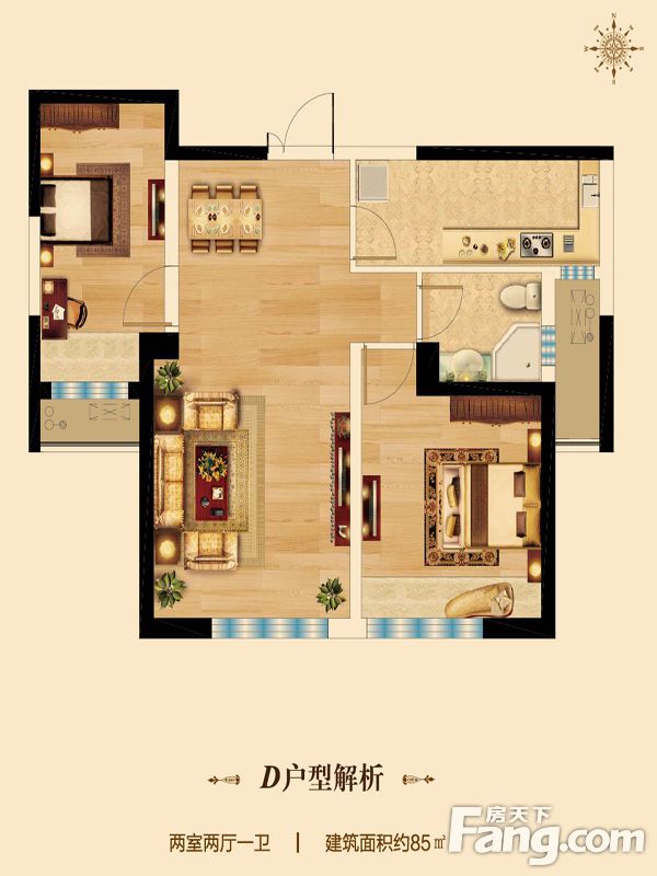 包头装修方案包头三江尊园85㎡