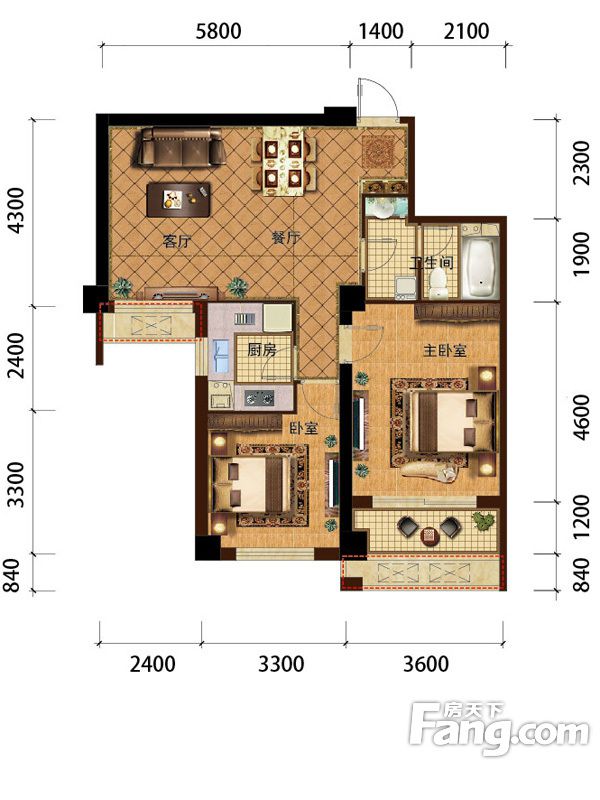 包头装修方案包头万郡大都城87.32㎡