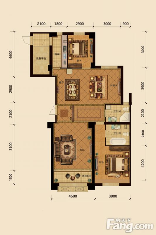 包头装修方案包头万郡大都城二期143.17㎡