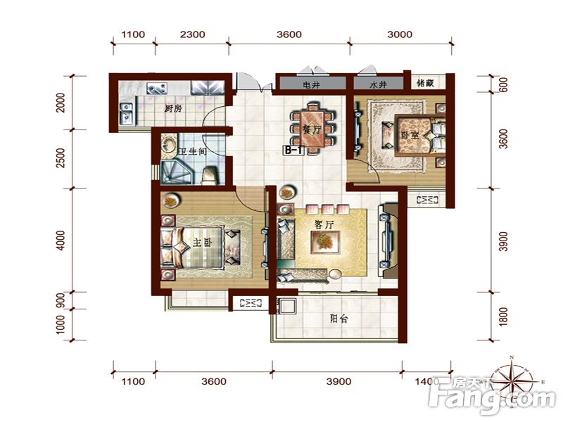 包头装修方案包头中贸府·牡丹园91.27㎡