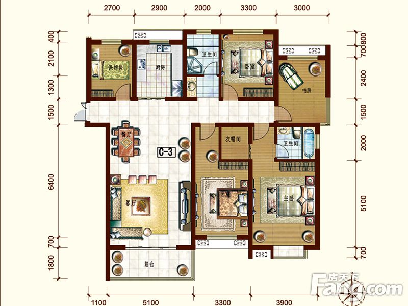 包头装修方案包头中贸府·牡丹园195.86㎡
