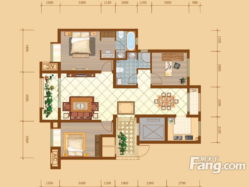 包头装修方案包头昆河壹号110.51㎡