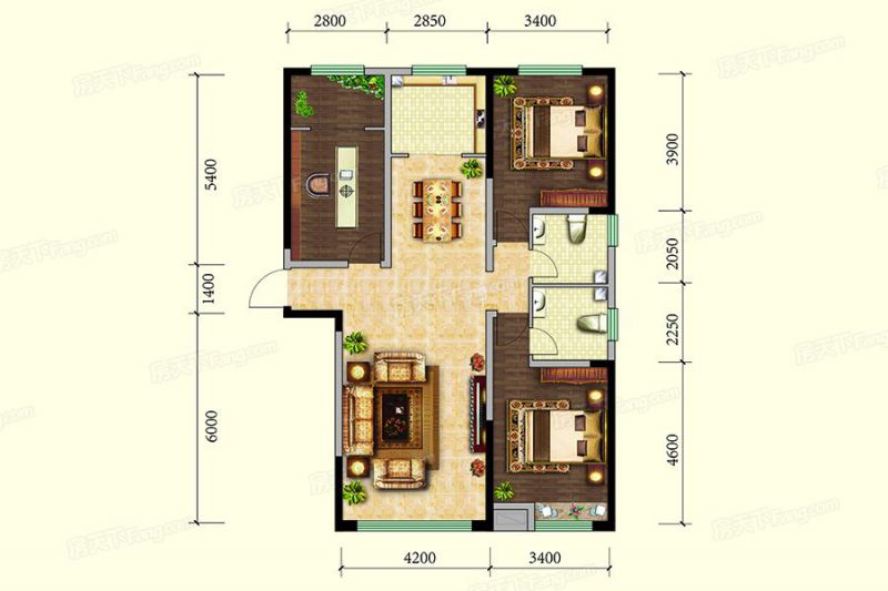 包头装修方案包头融茂第一城二期126㎡
