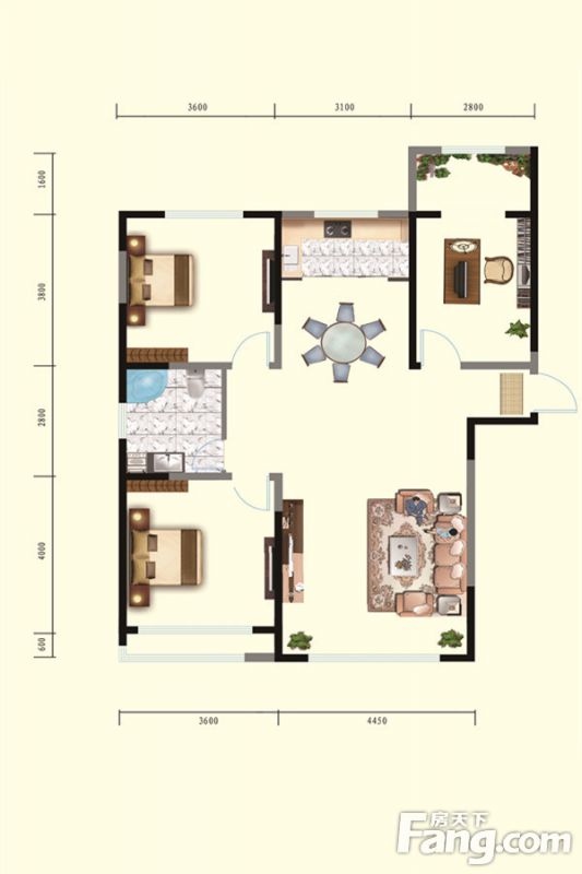 包头装修方案包头融茂第一城一期122.51㎡