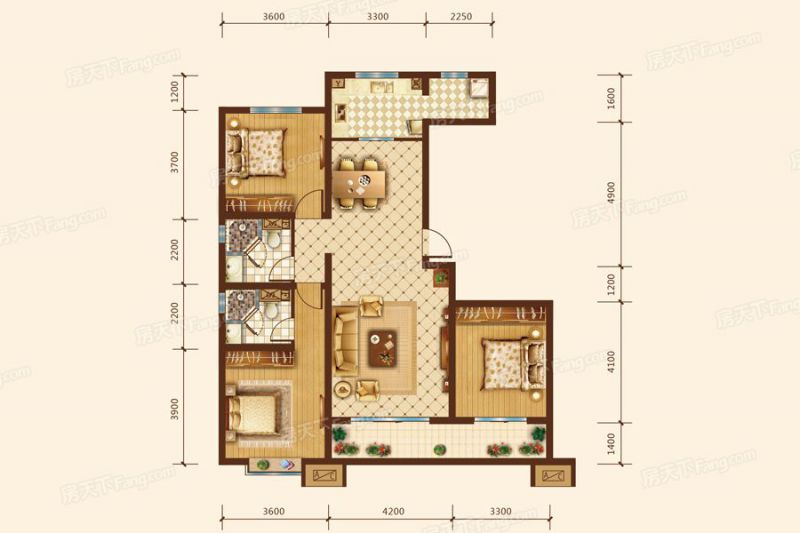 包头装修方案包头富力城四期136.30㎡