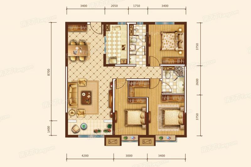 包头装修方案包头富力城四期141.50㎡