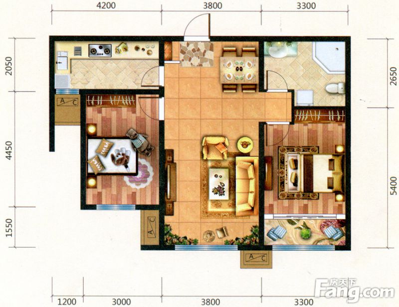 包头装修方案包头富力城三期100.55㎡