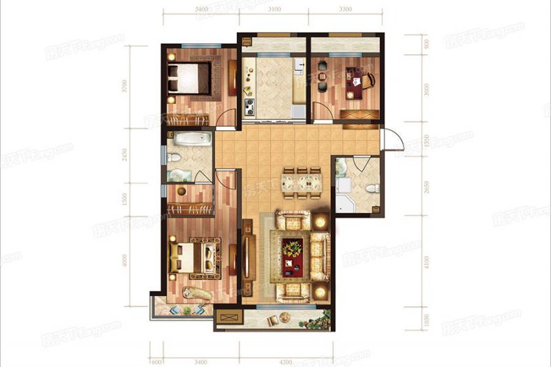 包头装修方案包头松石国际城130.32㎡