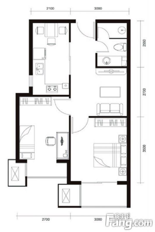 包头装修方案包头钢院学府59.28㎡
