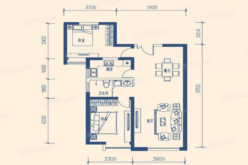 包头装修方案包头黄河龙城·瞰湖高层97㎡