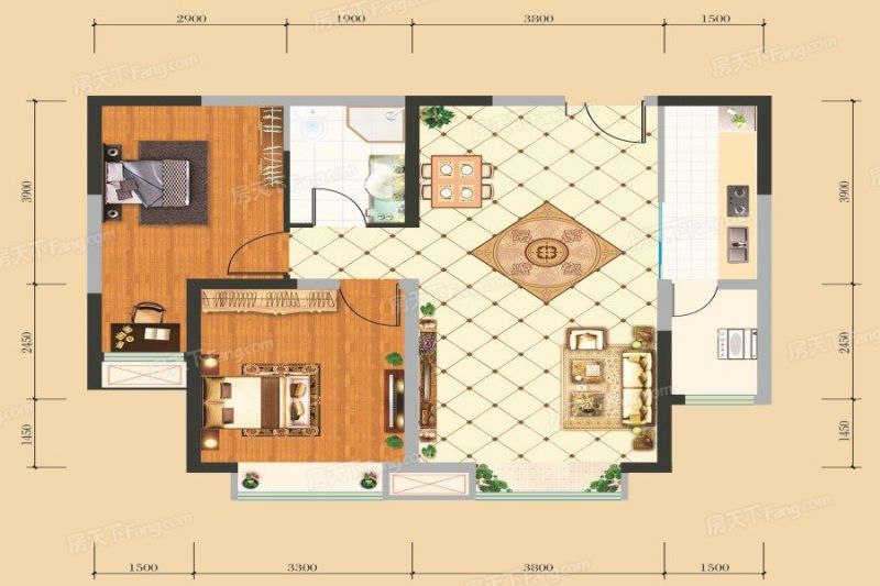 包头装修方案包头观澜壹号84.09㎡
