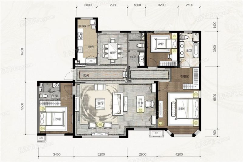 包头装修方案包头宫园墅185㎡