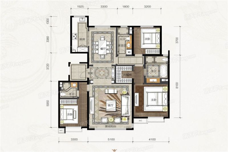 包头装修方案包头宫园墅165㎡