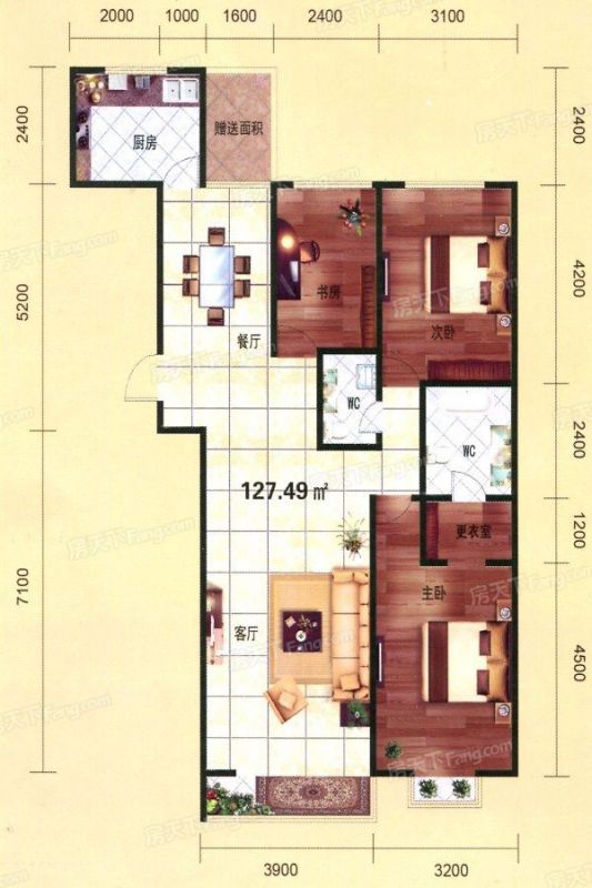 包头装修方案包头紫光华庭127.49㎡