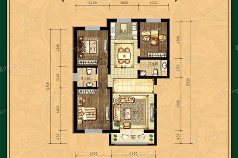 包头装修方案包头维拉庄园125.89㎡