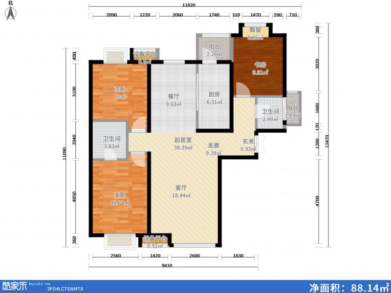 包头装修方案包头凯旋中央公园128㎡