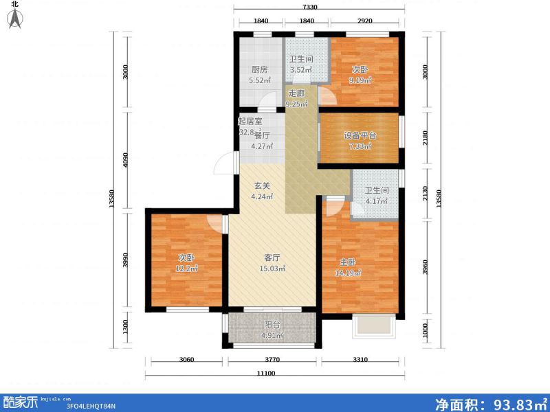 包头装修方案包头滨江国际115㎡