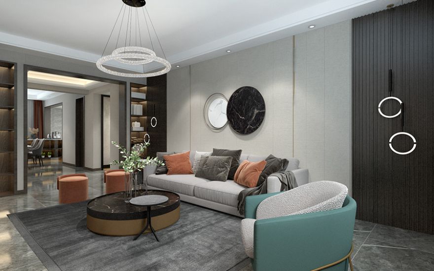 包头装修案例鹿城上院160平米现代轻奢风格